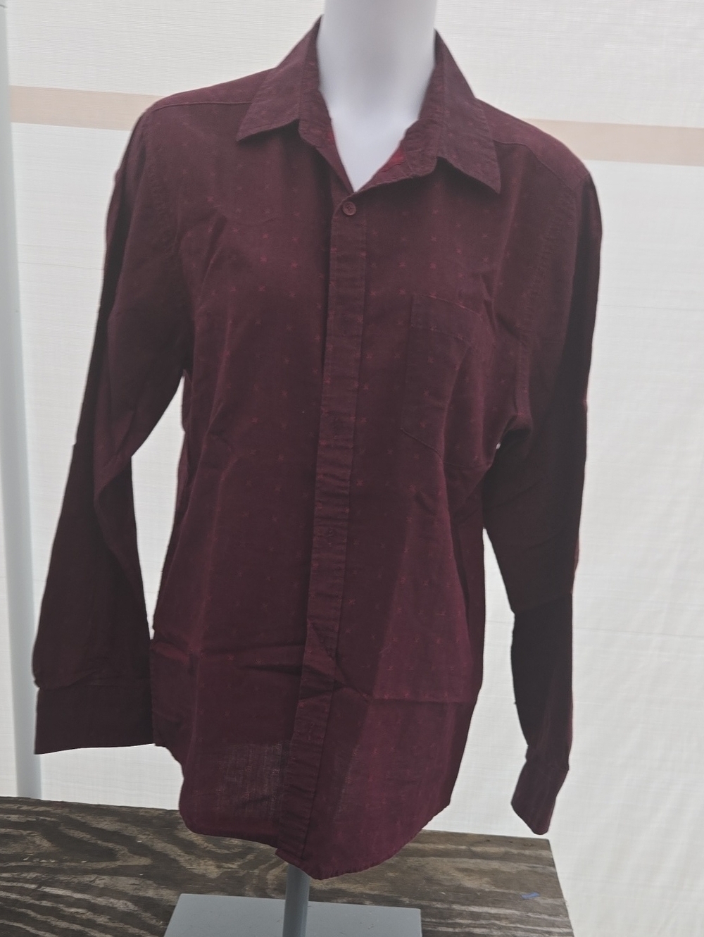 Haggar Men's Long-Sleeve Button-Down Shirt - Burgundy